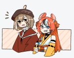  animal_ears bangs black_hair brown_hair fongban_illust hair_ornament hakos_baelz hat hololive hololive_english japanese_clothes kimono long_hair looking_at_another looking_to_the_side mouse_ears multicolored_hair multiple_girls nanashi_mumei red_hair smile white_hair yellow_eyes 