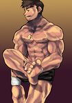  bara brown_hair male male_focus muscle shorts tight tight_clothes 