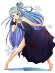  barefoot blue_eyes blue_hair bluebell blush dress hair_ornament hairclip hairpins katekyo_hitman_reborn katekyo_hitman_reborn! loli long_hair ribbon side_ponytail side_tail smile teen teenage 