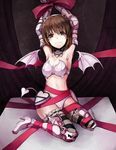  brown_hair demon_girl hagiwara_yukiho high_heels idolmaster idolmaster_(classic) image_sample lingerie md5_mismatch nightmare_blood pixiv_sample pos shoes solo tail underwear wings 