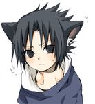  animal_ears black_eyes black_hair cat cat_ears catboy kubyou_azami lowres male_focus naruto neko profile solo uchiha_sasuke white_background 