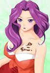  bare_shoulders big_breasts blush breasts chocolate chocolate_on_breasts cleavage code_geass cornelia_li_britannia erect_nipples female gradient gradient_background large_breasts long_hair parupu purple_eyes purple_hair purple_lips shirt skirt solo valentine 