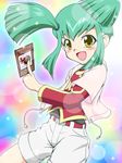  blush card green_hair kuribon luca luna ruka takappe twintails yu-gi-oh! yugioh_5d&#039;s yuu-gi-ou_(card) yuu-gi-ou_5d's 