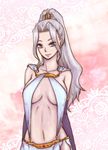  1girl bangs breasts cleavage detached_sleeves female gensou_suikoden gensou_suikoden_i gensou_suikoden_ii gensou_suikoden_iii gensou_suikoden_iv gensou_suikoden_v grey_eyes jeane jesta jesta_(artist) long_hair midriff ponytail rhapsodia silver_hair solo suikoden_i suikoden_ii suikoden_iii suikoden_iv suikoden_v 