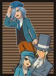  blue_eyes blue_hair crossover edgar_balchinas edgar_valtinas hair_over_one_eye hat inazuma_eleven inazuma_eleven_(series) kazemaru_ichirouta level-5 male male_focus monocle parody professor_layton top_hat 