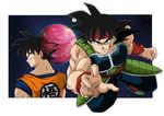  age_difference armor bardock black_eyes black_hair dragon_ball dragonball_z family father_and_son headband male male_focus planet scar son_goku son_gokuu tail 