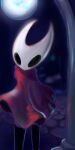  ambiguous_gender anonymous_artist black_body black_eyes clothing dress female hi_res hollow_knight hornet_(hollow_knight) mask red_clothing red_dress solo street_lamp team_cherry unknown_species 