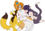  anthro big_breasts biped blush breast_lick breast_play breasts butt canid canine chubby_female claire_o&#039;conell felid female female/female fox fur group group_sex hand_on_leg hi_res huge_breasts kibbles_(uberquest) licking mammal masturbation nipples purple_body purple_fur sesame_akane sex skidd tagme threesome tongue tongue_out uberquest webcomic yellow_body yellow_fur 
