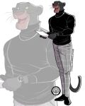 anthro bagheera_(jungle_book) black_body black_eyebrows black_eyes black_fur black_pupils bottomwear clock clothed clothing disney eyebrows fangs felid footwear fully_clothed fur grin half-closed_eyes happy holding_object jewelry long_tail male mammal mastermindsconnect narrowed_eyes necklace pantherine pants paper pink_nose pupils sharp_teeth shirt shoes signature simple_background smile smirk smug smug_expression smug_face smug_grin solo standing sweater tail talespin teeth the_jungle_book thick_eyebrows topwear watch whiskers white_background wristwatch yellow_sclera 
