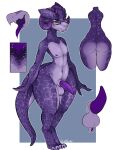 anthro balls biped eyewear genitals glasses hi_res horn kobold male miphassl model_sheet nude penis purple_body purple_lust_(2dt) purple_penis purple_scales reference_image reptile scales scalie solo standing tapering_penis 