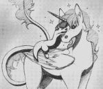  adora_(disambiguation) digital_media_(artwork) embrace equid equine female feral horn hug keith_(disambiguation) male male/female mammal marsminer monochrome mustelid otter pixel_(artwork) winged_unicorn wings 