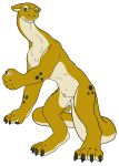  2022 alpha_channel animal_genitalia arboreal claws dragon feral flat_colors fully_sheathed genitals green_eyes hi_res jagrabbit long_neck male sheath speckled tail wingless_dragon yellow_body 