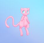  ambiguous_gender blue_background blue_eyes digital_drawing_(artwork) digital_media_(artwork) floating full-length_portrait generation_1_pokemon hi_res legendary_pokemon mew_(pokemon) mintychipart monotone_body nintendo pink_body pokemon pokemon_(species) portrait shaded simple_background solo tail 