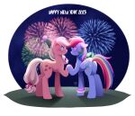  2023 applejack_(mlp) blush butt clothing cutie_mark duo ears_down ears_up earth_pony equid equine eye_contact female female/female feral fireworks folded_wings freckles friendship_is_magic grass hasbro hat headgear headwear hi_res holidays horse looking_at_another looking_at_partner looking_pleasured mammal my_little_pony new_year new_year_2023 new_years_eve night night_time party_hat pegasus pivoted_ears plant pony rainbow_dash_(mlp) smile standing wings 