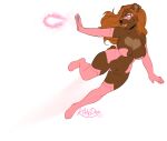  2022 anthro bear breasts brown_body brown_fur clothed clothing digital_media_(artwork) eyebrows eyelashes female fur hair kittydee mammal open_mouth orange_hair pink_eyes simple_background smile teeth tongue 