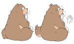  2023 anthro bear biped black_nose blush brown_body duo eyes_closed gayousi7 hi_res human humanoid_hands kemono licking mammal simple_background sitting slightly_chubby tongue tongue_out 