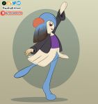  anthro blue_body clothing dancing deviantart dustyerror female flower furaffinity generation_3_pokemon hi_res kirlia ko-fi looking_at_viewer nintendo patreon plant pokemon pokemon_(species) pose red_eyes simple_background solo transformation twitter watermark white_body 