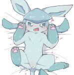  &lt;3 3_fingers 3_toes aroused bed bed_sheet bedding blue_body blue_eyes blue_fur blue_inner_ear blue_sclera blush bodily_fluids censored cute_fangs digital_drawing_(artwork) digital_media_(artwork) dot_nose eeveelution embarrassed feet female feral fingers fluffy fur furniture generation_4_pokemon genitals glaceon glistening glistening_body glistening_fur handpaw high-angle_view hindpaw k3 looking_at_viewer lying motion_lines multicolored_body nintendo on_back on_bed open_mouth paw_pose pawpads paws pink_mouth pink_pawpads pink_tongue pokemon pokemon_(species) pose prick_ears pupils pussy saliva saliva_string shaded shaking skinny_tail solo spread_legs spreading tail teardrop tears toes tongue trembling twitching two_tone_body white_pupils 