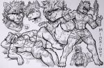  abs anthro athletic athletic_anthro athletic_male black_nose blepping blush canid canine canis disembodied_hand fluffy fluffy_tail fur grappler hi_res invalid_background jwbash male mammal muscular muscular_anthro muscular_male paws pouting scar sharp_teeth simple sketch_page sleeping solo tail teeth wolf 