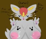  2023 4_fingers absurd_res animal_humanoid anthro areola big_breasts bodily_fluids breasts cinderace claws cum cum_on_breasts cum_on_face female fingers fur fur_markings generation_8_pokemon genital_fluids gesture hi_res humanoid imu lagomorph lagomorph_humanoid leporid_humanoid mammal mammal_humanoid markings miyang_draws! navel nintendo nipples pink_nipples pokemon pokemon_(species) rabbit_humanoid simple_background smile solo tail text tongue tongue_out v_sign white_body white_fur 