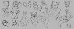  2022 ambiguous_gender anthro breasts chuki feet felid female grey_background greyscale hi_res hybrid hyena jagrabbit lagomorph leporid lion mammal monochrome mustelid otter pantherine pawpads rabbit simple_background sitting sketch sketch_page 