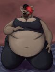  anthro belly big_breasts big_butt breasts butt female hi_res hyena mammal obese osiol overweight overweight_anthro overweight_female solo stuffing 