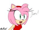  accessory amy_rose anthro breasts clothing dialogue dress eulipotyphlan eyelashes female fur green_eyes hair_accessory hairband head_tuft hedgehog hi_res mammal open_mouth pink_body pink_fur red_clothing red_dress sega simple_background solo sonic_the_hedgehog_(series) tan_body tan_fur text tuft white_background xenrevv 