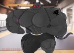  2022 abs alternate_version_at_source anthro award big_bulge big_muscles big_pecs bighotdaddycat black_bottomwear black_clothing bottomwear bulge clothed clothing domestic_cat epic_games eye_scar facial_scar felid feline felis fortnite genital_outline grey_body hi_res huge_bulge huge_muscles hyper hyper_muscles male mammal meowscles meowscles_(shadow) muscular muscular_anthro muscular_male pecs penis_outline red_eyes scar scratches smile solo standing suspenders tattoo topless trophy unusualboo54 