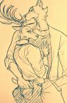  anthro beastars canid canine canis clothed clothing deer duo fully_clothed hand_in_pocket hand_on_butt hand_on_chest jacket legoshi_(beastars) looking_at_viewer louis_(beastars) male male/male mammal pockets pose topwear wolf wuffinarts 