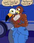  2021 anthro avian beak bertie_(tuca_and_bertie) bird black_body blue_eyes blush bottomwear breast_squish breasts breasts_frottage brown_body butt clothed clothing digital_drawing_(artwork) digital_media_(artwork) duo exposed_breasts eyelashes female female/female green_eyes groping_breasts hi_res humanoid_hands looking_at_viewer netflix nipples non-mammal_breasts open_mouth open_smile oscine passerine raised_clothing raised_shirt raised_topwear ramphastos rickityrabbit shirt shorts side_view simple_background smile squish standing tailless thrush_(bird) toco_toucan topwear toucan tuca_(tuca_and_bertie) tuca_and_bertie 