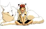  canid canine canis duo eyes_closed female ghibli human mammal official_art open_mouth princess_mononoke san_(princess_mononoke) simple_background white_background wolf 