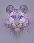  2022 ambiguous_gender digital_media_(artwork) fur headshot_portrait kuroi-kisin looking_at_viewer portrait purple_body purple_eyes purple_fur tigerr white_body white_fur 