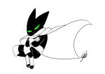  angry animal_ears armor black_cat black_fur cape cat cat_boy cat_ears cherryrollarts gloves green_eyes highres mao_mao:_heroes_of_pure_heart mao_mao_(mao_mao:_heroes_of_pure_heart) monochrome 