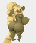  absurd_res armlet big_breasts big_butt big_ears blonde_hair blush breasts butt female goblin hair hi_res huge_breasts huge_butt humanoid hyper hyper_breasts inner_ear_fluff jewelry long_hair monkeywithaafro nipple_piercing nipples not_furry nude piercing red_eyes short_stack simple_background solo thick_thighs tuft voluptuous_female white_background 