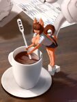  anthro beverage breasts butt claws coffee discordthege duo female hi_res invalid_tag lunette_(lunebat) macro male male/female micro office salem_(discordthege) secretary solo 