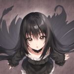  ai-generated black_dress black_hair brown_eyes dress gothic long_hair original 