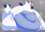  2023 2yakitori2 ambiguous_gender anthro belly big_belly blush bodily_fluids generation_2_pokemon hi_res legendary_pokemon looking_at_viewer lugia morbidly_obese morbidly_obese_ambiguous morbidly_obese_anthro motion_lines nintendo obese obese_ambiguous obese_anthro overweight overweight_ambiguous overweight_anthro pokemon pokemon_(species) simple_background solo standing sweat 