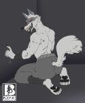  anthro canid canine canis claws death_(personification) death_(puss_in_boots) dreamworks male mammal mr.brapion muscular pawpads puss_in_boots_the_last_wish shirtless_male solo tail teeth_showing teratophilia wolf 