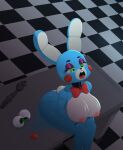  a_z_artist animatronic anthro areola big_breasts black_background blue_body bow_tie breasts buckteeth checkered_background checkered_floor cotton_tail crossgender eyelashes eyeshadow female five_nights_at_freddy&#039;s five_nights_at_freddy&#039;s_2 green_eyes hi_res huge_breasts lagomorph leporid machine makeup mammal nipples nude open_mouth pattern_background pink_areola pink_nipples purple_eyeshadow rabbit robot rosy_cheeks scottgames simple_background sitting solo teeth thick_thighs toy_bonnie_(fnaf) white_background white_body wide_hips 