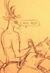  annoyed_expression anthro bdsm beastars bodily_fluids bondage bound briefs butt canid canine canis clothing collar deer duo leash leash_and_collar leash_pull legoshi_(beastars) louis_(beastars) male male/male mammal shirtless sweat underwear wolf wuffinarts 