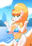  absurd_res anthro beach bikini breasts clothing cranebear female hi_res jessica_young_melis pinup pose seaside solo swimwear 