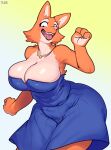  anthro breasts canid canine cleavage clothed clothing diane_foxington dreamworks eyebrow_piercing facial_piercing female fox fur hi_res mammal orange_body orange_fur piercing solo sususuigi the_bad_guys 