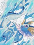  :d blurry commentary_request from_side happy highres kuchiba_(jret2454) no_humans open_mouth pokemon pokemon_(creature) purple_eyes smile solo tongue vaporeon water 