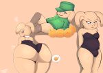  absurd_res anthro big_butt blush breasts bunny_costume butt clothed clothing costume digital_media_(artwork) domestic_pig dragon_ball hi_res huge_butt komodo89 looking_back male mammal oolong_(dragon_ball) open_mouth simple_background smile solo suid suina sus_(pig) thick_thighs wide_hips 