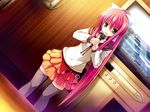  1girl artist_request game_cg hana_to_otome_ni_shukufuku_wo indoors karaoke long_hair nagishiro_miyako pink_hair solo source_request very_long_hair 