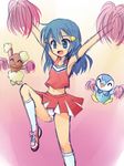  blue_eyes blue_hair buneary cheerleader hikari_(pokemon) panties pantyshot piplup pokemon pom_poms skirt underwear 