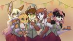  ailurid alcohol bar_maid beer beverage canid canine canis collie domestic_cat domestic_dog e-pon felid feline felis fennec fox group mammal red_panda smile 