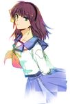  angel_beats! green_eyes hair_ribbon hairband purple_hair ribbon school_uniform skirt solo yada yuri_(angel_beats!) 