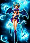  aqua_hair bishoujo_senshi_sailor_moon blush boots breasts cleavage corruption crooked_navel demon_girl demon_horns demon_tail demon_wings devil_girl horns mizuno_ami nail_polish navel open_mouth pointy_ears red_eyes sailor_mercury short_hair smile spread_wings stand succubus sweat tail tiara transformation wings 