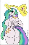  back_boob big_breasts breasts bubble_butt butt collar crown curvaceous cutie_mark equid friendship_is_magic horn magic mammal mane my_little_pony princess_celestia_(mlp) royalty side_boob skianous winged_unicorn wings 